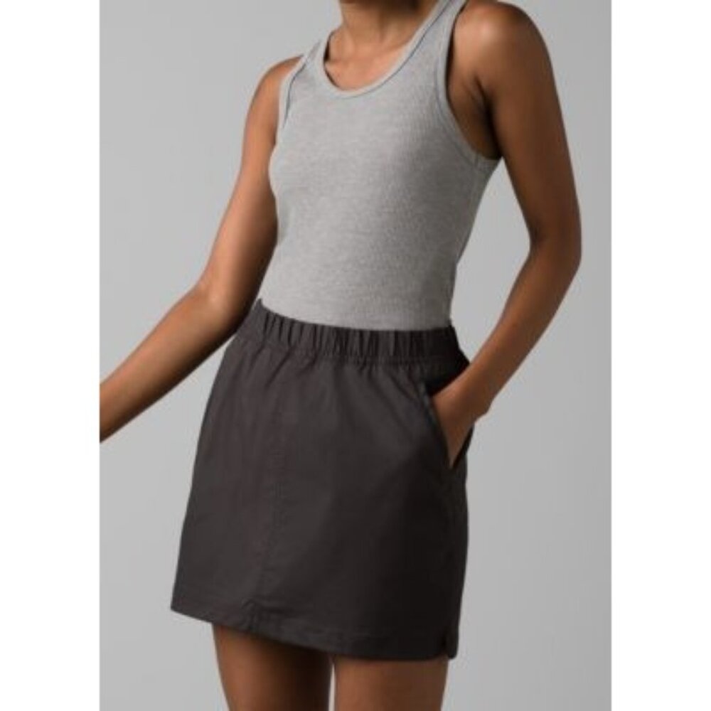 Prana Double Peak Skort‎ Charcoal Womens 14 Mid Rise Lightweight Ripstop Pockets